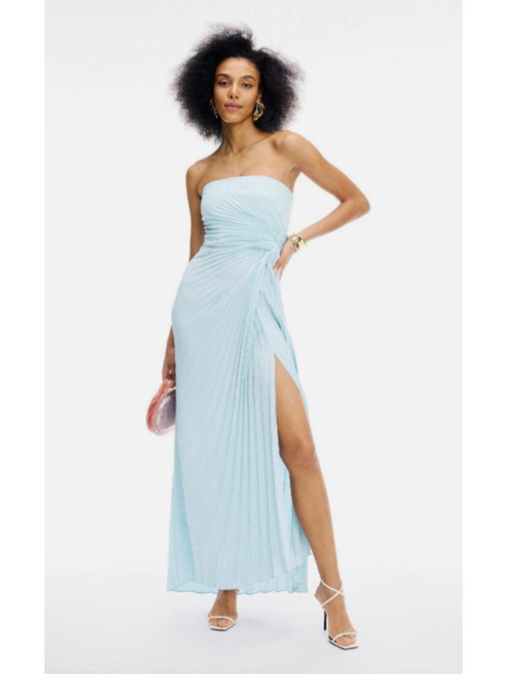 A.L.C. Ice Blue Layla Strapless Gown Pleated Maxi Dress Size 0 $695msrp - Picture 3 of 8